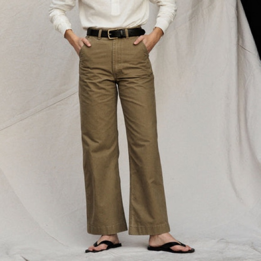 Buck Mason Olive Green Wide Leg Pants